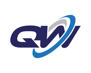 QW Letter Swoosh Wave Logo