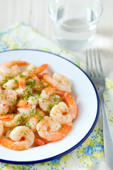 shrimps cooked with garlic and dill