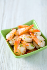 shrimps cooked with garlic and dill