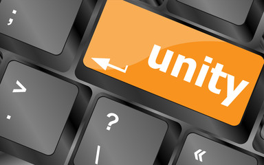 unity word on computer keyboard pc key, vector illustration