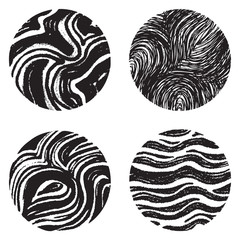 Set of chalked circles. Waves pattern in circle shape.