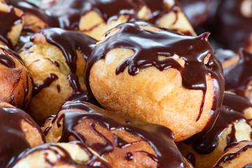 closeup of sweet profitterol 