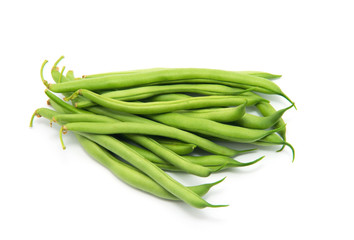 green beans on white background