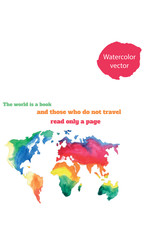 Varicolored watercolour world map