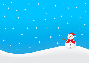 Sfondo innevato con pupazzo di neve