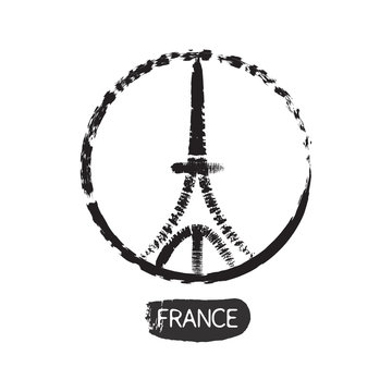 Eiffel Tower, France, Paris, symbol or logo.