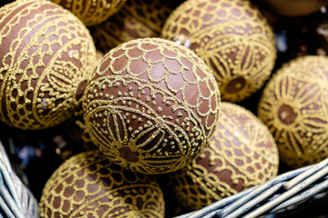 Christmas decorations in a basket at the market in Vienna