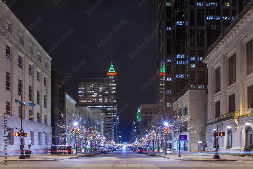 Wall mural skyline of raleigh, north carolina at night