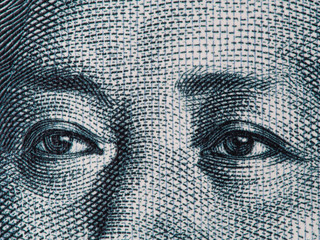 Mao Zedong eyes on chinese 10 yuan banknote macro, China money c