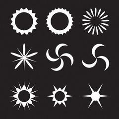Vector sparkles icon set. Star collection. Lens or glass flare. Stars glitter, stellar flare. 