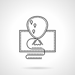 Festive balloon black flat line vector icon