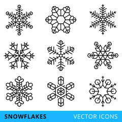 isolated vector snowflakes - stock vector
