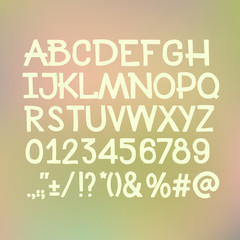 Type letters, numbers and punctuation marks Hand drawin alphabet handwritting abc vector font