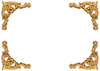 Golden corners of carved baroque style picture frame