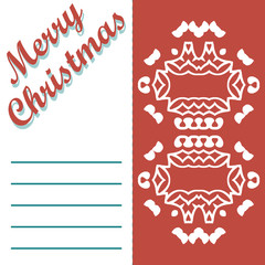 Christmas greeting card and patterns vector background. Merry Christmas holidays wish design and vintage ornament decoration. Happy new year message. Vector illustration.