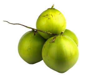 Young Coconuts on White Background