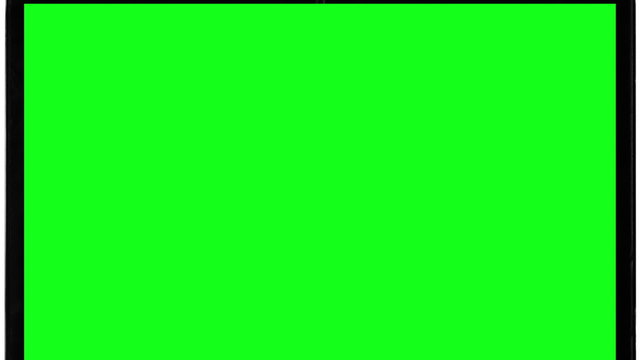 Tablet Zooming-Out with Green Screen Isolated On White Background