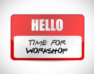 Time for workshop name tag sign concept
