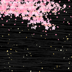 Obraz premium 夜桜 和紙風テクスチャ