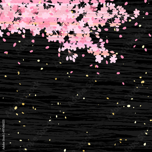 夜桜 和紙風テクスチャ Wall Mural Wallpaper Murals Umiberry