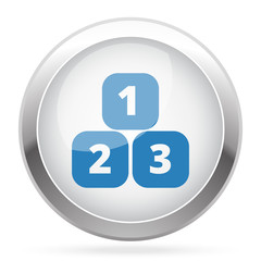 Blue 123 Blocks icon on white glossy chrome app button