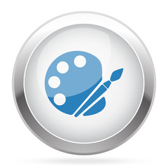 Blue Palette icon on white glossy chrome app button