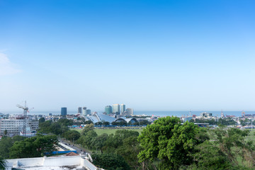 Skyline in city at seaside, Trinidad, Trinidad And Tobago