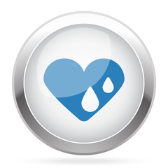Blue Heart Water icon on white glossy chrome app button