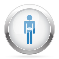 Blue Kidneys icon on white glossy chrome app button