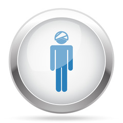 Blue Head icon on white glossy chrome app button