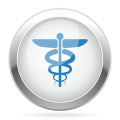 Blue Medical  icon on white glossy chrome app button.