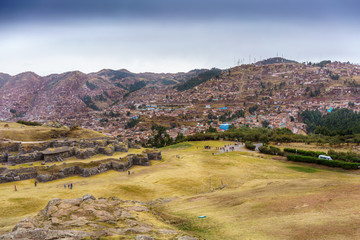 Naklejka premium View of Cusco city from Sacsayhuaman ruins, Cusco, Peru