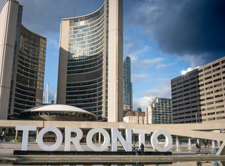 Toronto city hall against sky, Toronto, Ontario, Canada