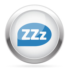 Blue Sleep icon on white glossy chrome app button