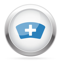 Blue Nurse icon on white glossy chrome app button
