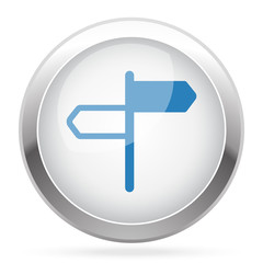Blue Road Signs icon on white glossy chrome app button