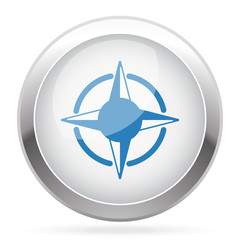 Blue Compass Rose icon on white glossy chrome app button