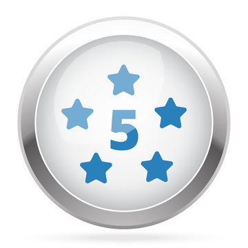 Blue Five Star icon on white glossy chrome app button