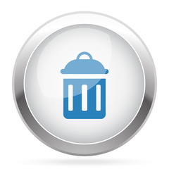 Blue Delete icon on white glossy chrome app button