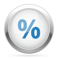 Blue Percentage icon on white glossy chrome app button