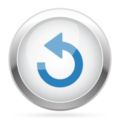 Blue Undo icon on white glossy chrome app button