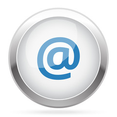 Fototapeta premium Blue E-Mail icon on white glossy chrome app button