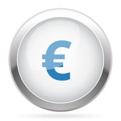 Blue Euro icon on white glossy chrome app button