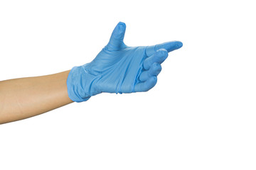 Hand In Medical Glove on white Background.