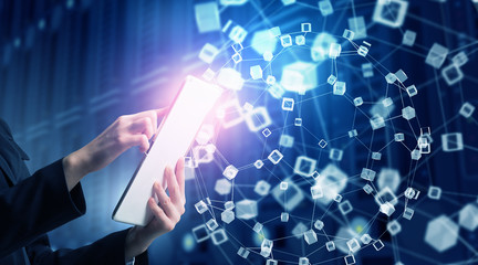 Woman using modern technologies