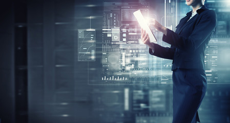 Woman using modern technologies