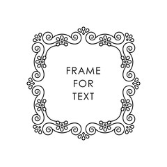 Elegant frame in trendy outline style isolated on white background