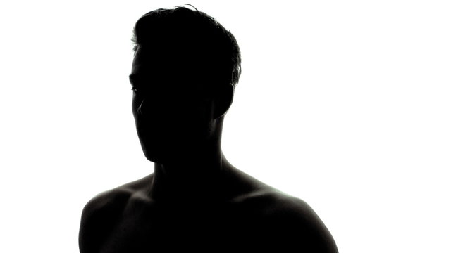 Common Young Adult Shirtless Man Shape in Silhouette and Rotating 