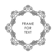 Elegant frame in trendy outline style isolated on white background
