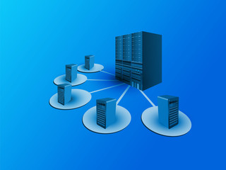 Data Center Architecture and various systems connecting to a data center for digital storage, load sharing